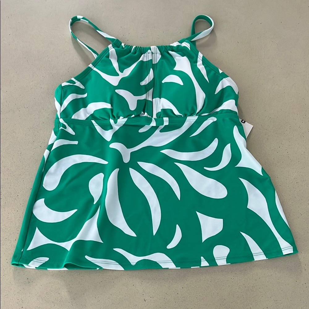 Shade & Shore Green and White Bikini Top